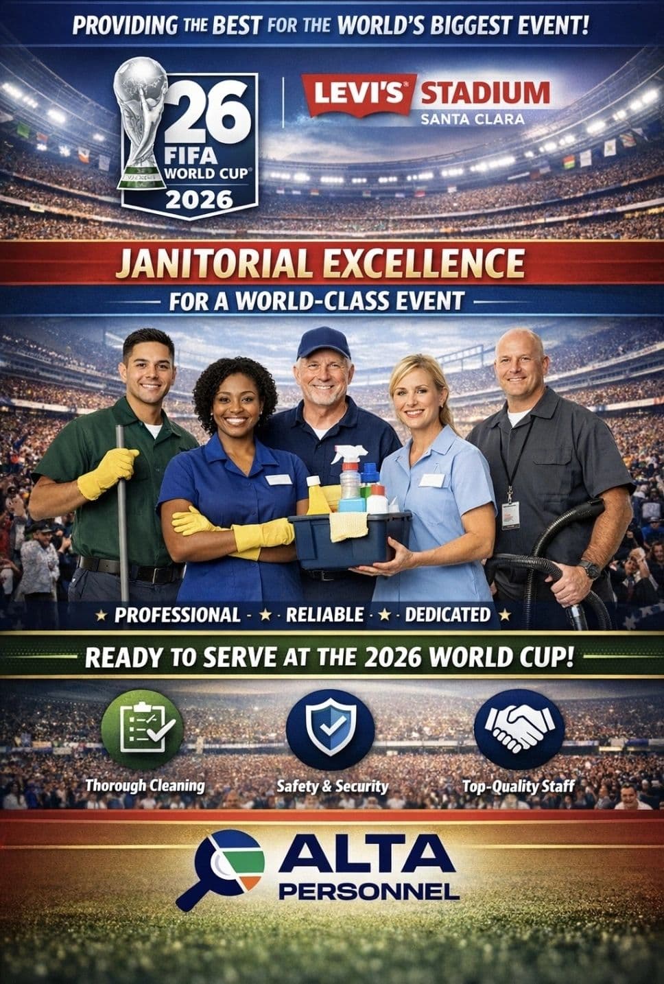 Alta Personnel Janitorial Excellence for the 2026 FIFA World Cup at Levi's Stadium